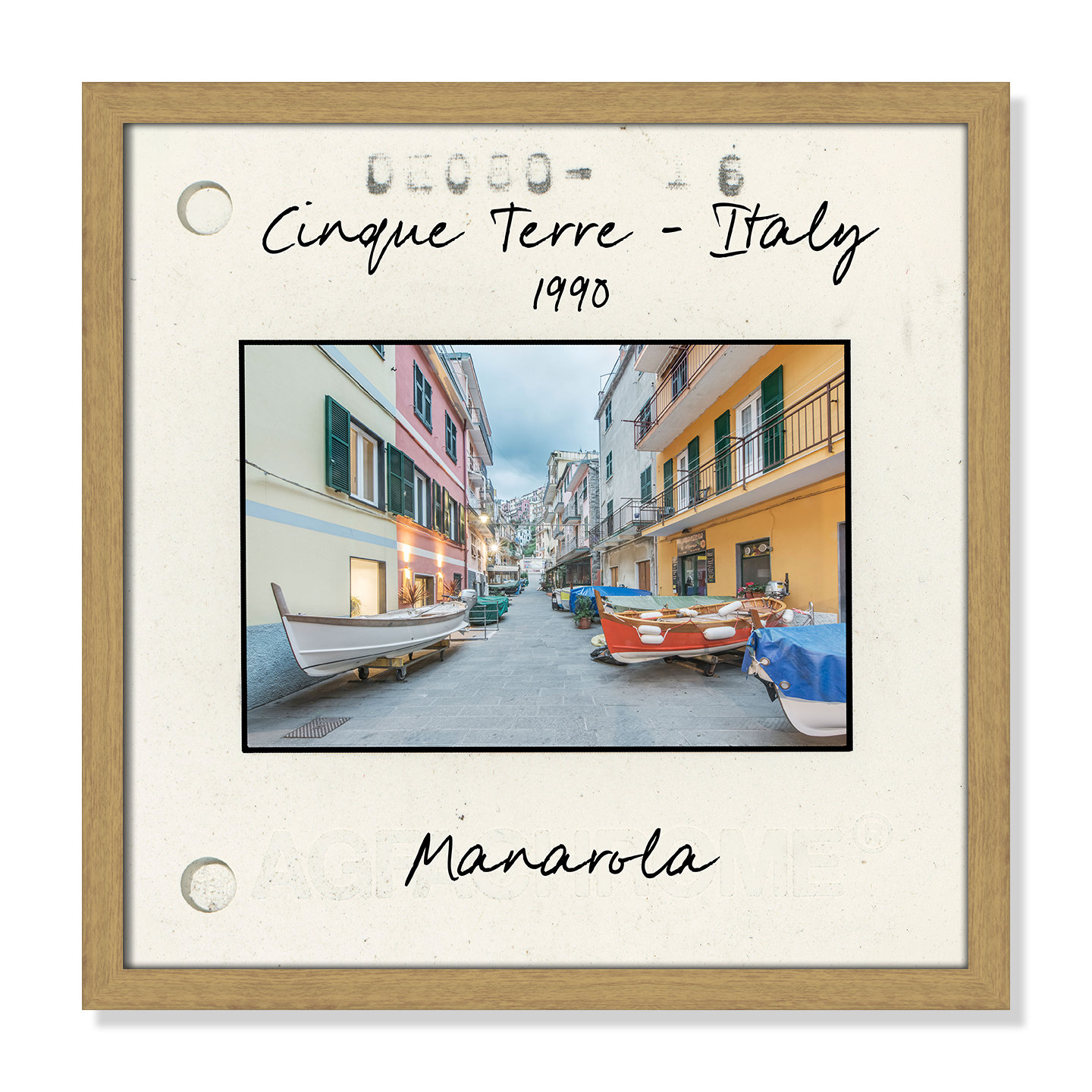 Ritona "Cinque Terre - Manarola" Print, Natural Single Picture Framed Paper, 17" H x 17" W x 0.75" D