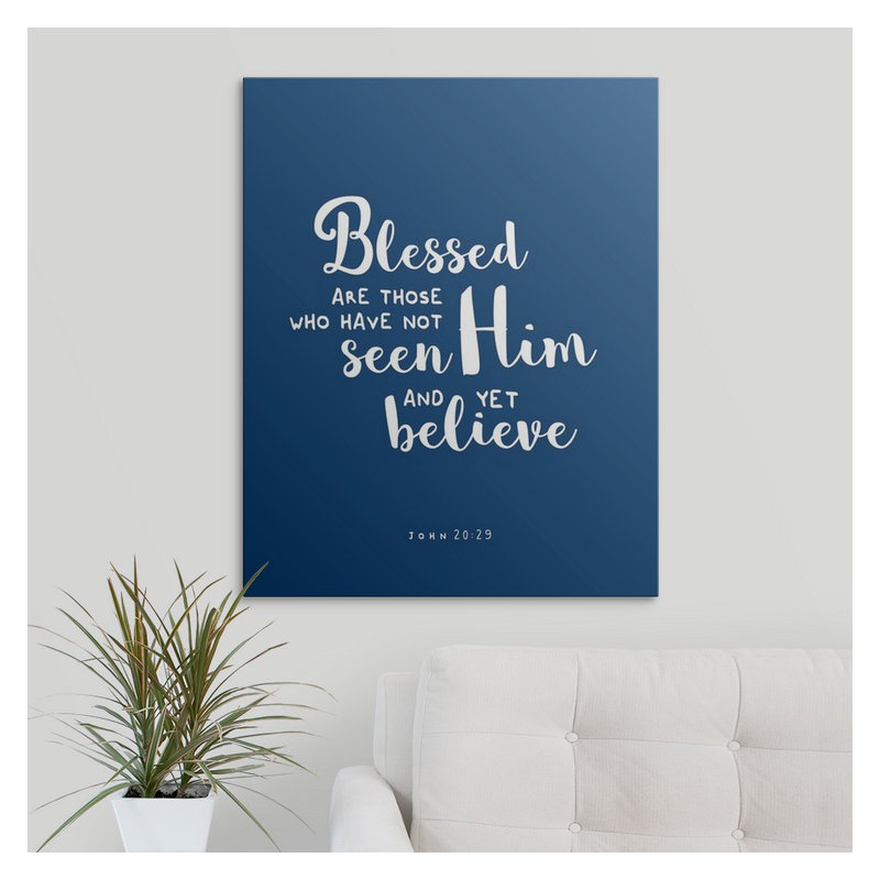 « john 20:29-scripture art », art textuel, H 30 po x l 24 po x P 1,5 po, Toile