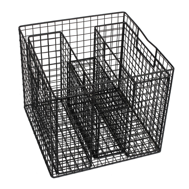 Ensemble de 4 paniers de rangement gigognes, filet en métal noir