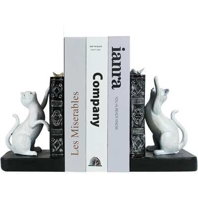 Serre-livres décoratifs, serre-livres en résine robuste, butée de tablette antidérapante, figurines de chat mignonnes pour tablettes, bureau, bureau