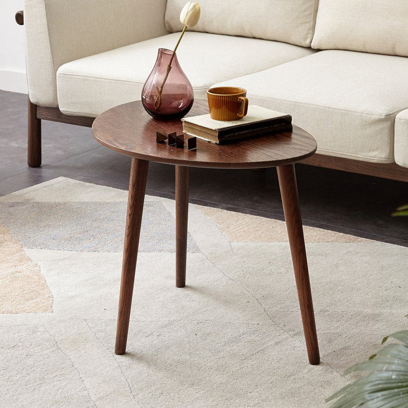 (SINGLE) Table basse basse 100% chêne massif avec plateau en bois naturel en forme de galet