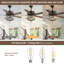 Ventilateur de plafond 52 pales 52 po avec télécommande, noir et brun, pour tout espace