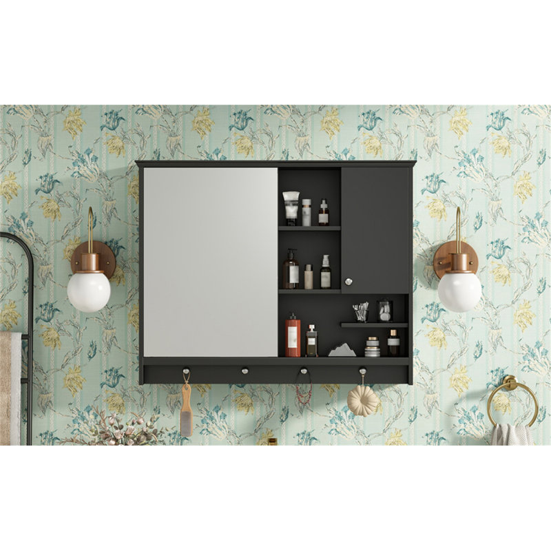 36 Inch Wall Mounted Medicine Cabinet, Black