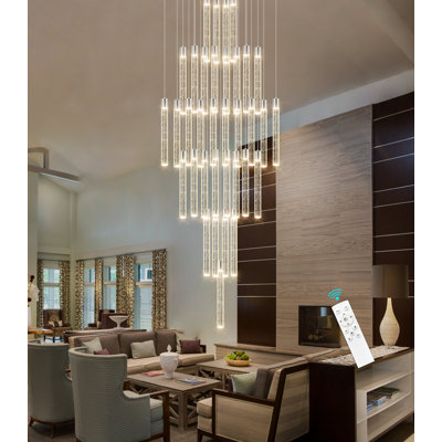 Lustre 35 lumières à DEL moderne en cristal chromé