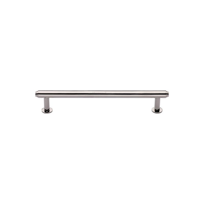 Heritage Brass Heritage Cabinet Pull Step Design with Rose, 9.6cm, Polished Nickel