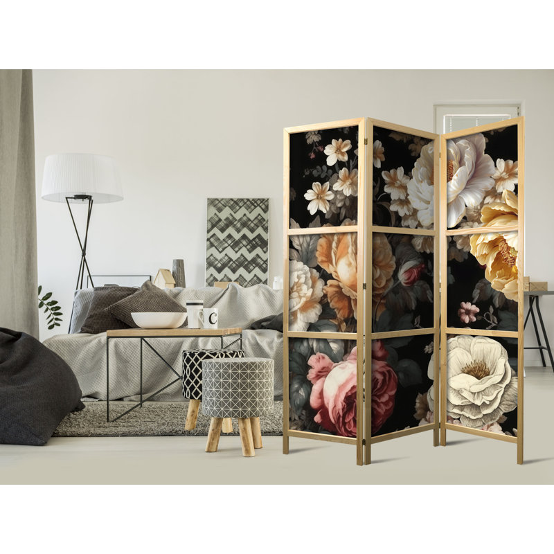 171cm H Solid Wood Folding Room Divider, 171cm H x 135cm W x 1.2cm D, 3