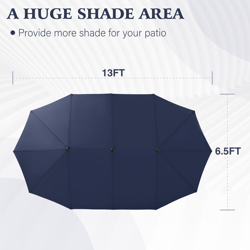Parasol de marché rectangulaire 156 po x 78 po Taralyn, Marine