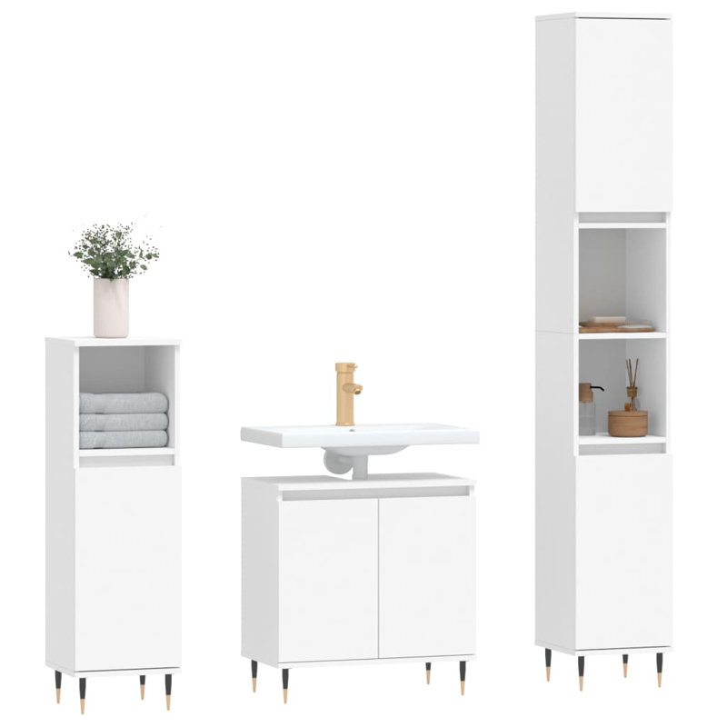 Scheiner Freestanding Bathroom Storage Furniture Set, White