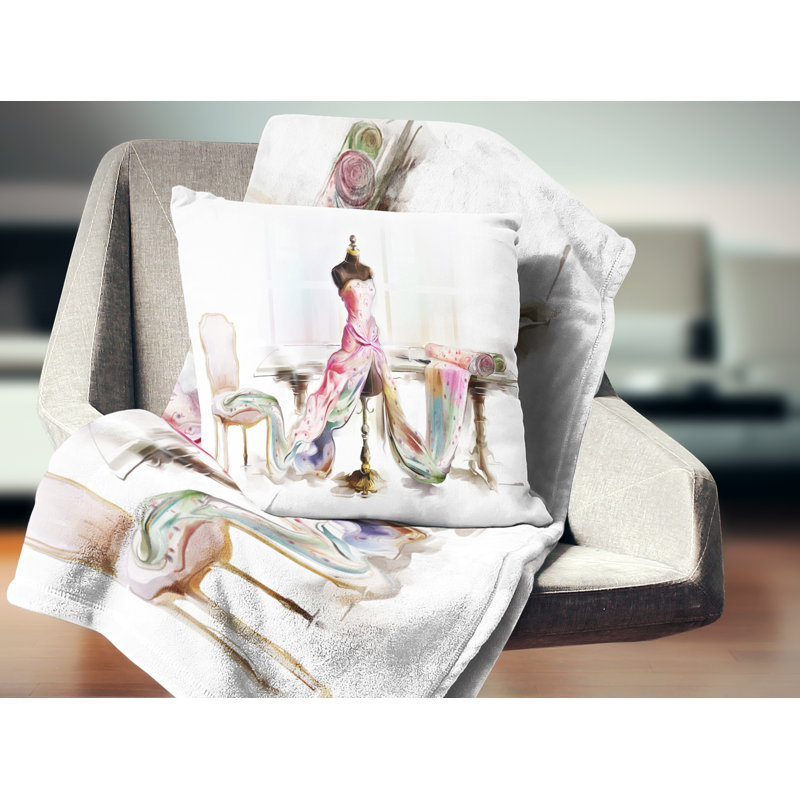 Dressed Tabletop Mannequin - Abstract Printed Pillow, 18" x 18", Throw Pillow