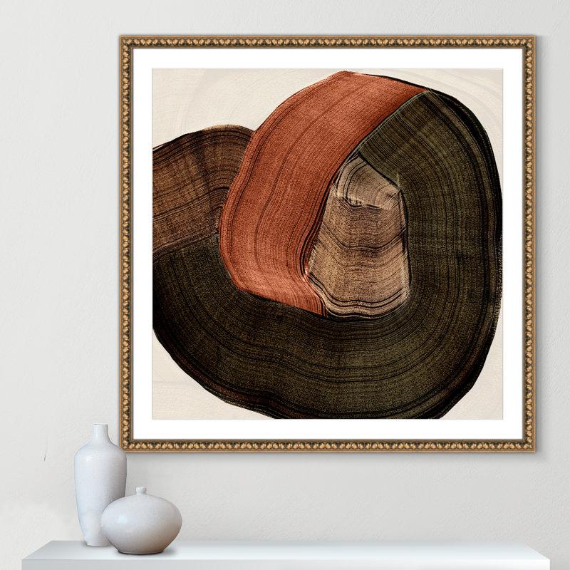 «Folded Earth II» par , l 42 po x H 42 po, Imprimé mat, Perles de feuilles dorées