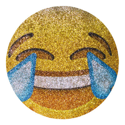 Sparkles Home Luminous Collection Laughing Emoji Pillow | Rhinestone Velvet | Decorative Throw Pillow