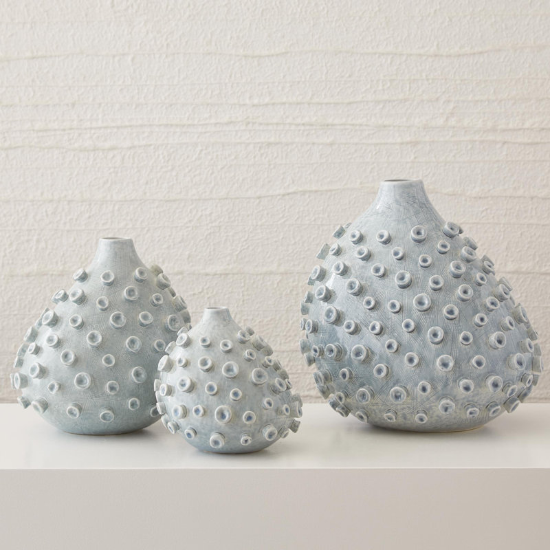 Sea Coral Vase in Cream/Blue, 12" H x 10" W x 12" D