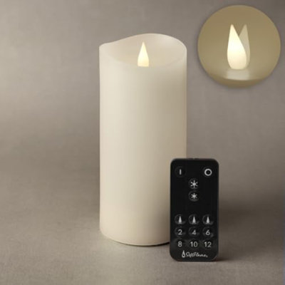 Flameless LED Candles with Remote Control, 3"x 7"Flickering 3D Moving Flame Battery Operated Candles in Real Wax Shell for Indoor Use, Home Decor White