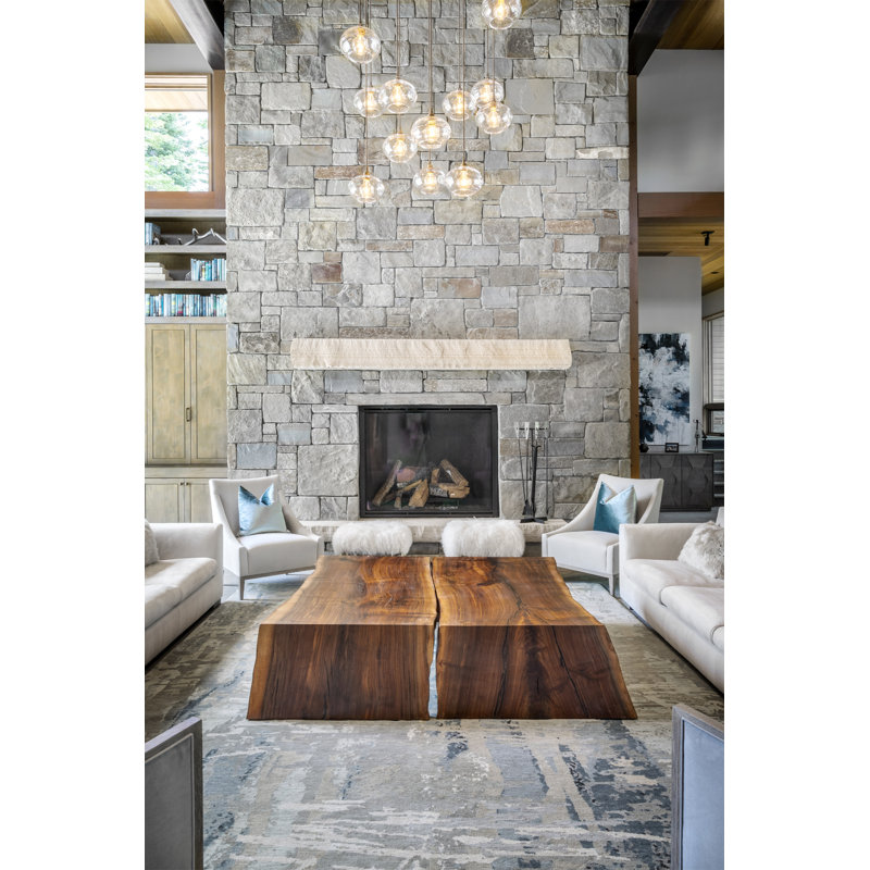 Melange Hand Knotted Wool Abstract Area Rug, Rectangle 5' x 7'