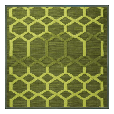 Machine Washable Trellis Green Area Rug