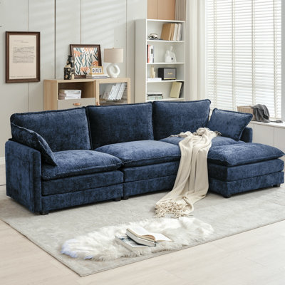 4 Piece Upholstered L Shaped Sectional Sofa