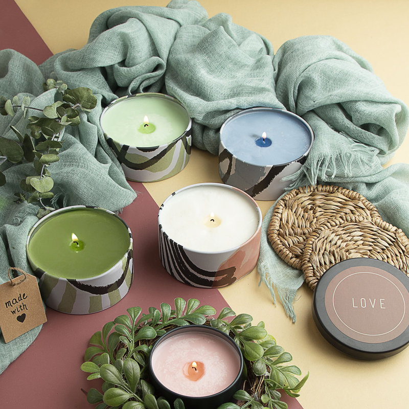 Painted Illustration Aluminum Tealight Candle Holder Set
