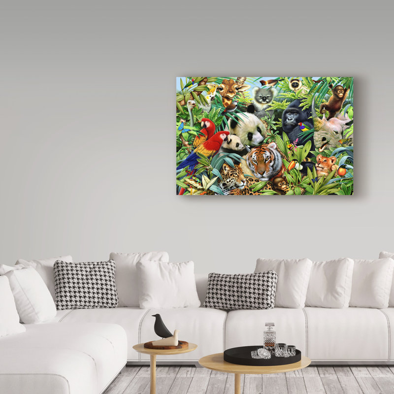 « tropical animaux », reproduction d’impression sur toile tendue, H 22 po x l 32 po x P 2 po