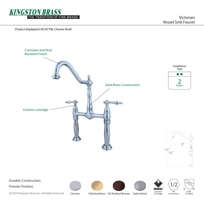 Victorian Vessel Sink Bathroom Faucet, Brushed Nickel