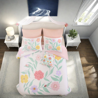 Floral Bedding Sets, Full Queen Microfiber Comforter Set, Modern Girl's Bedroom