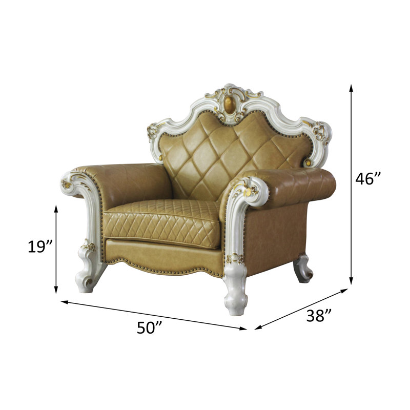 Fauteuil club 50 po Mastin, Similicuir caramel écossais, Perle antique