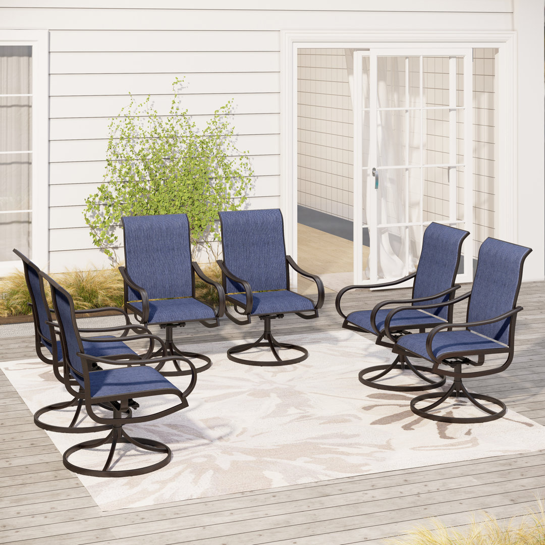 Nako Swivel Patio Dining (Set of 6) Wildon Home® Color: Blue