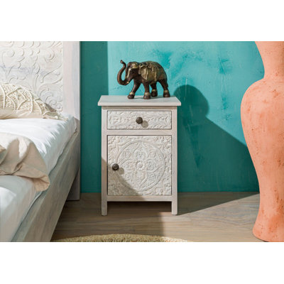 Kashmir 45cm W Solid Wood Bedside Table