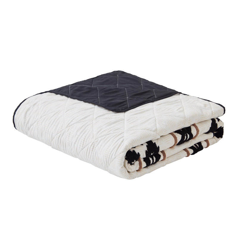 Full Black and Tan Reversible Microfiber Quilt Set