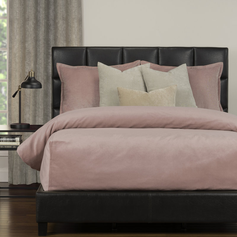 Mixology Velvet Bed Cap Comforter Set with Sewn Corners, California King, French Pink