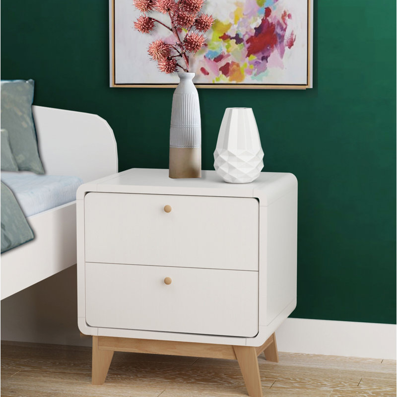 Maja 51cm W Bedside Table, White/Brown