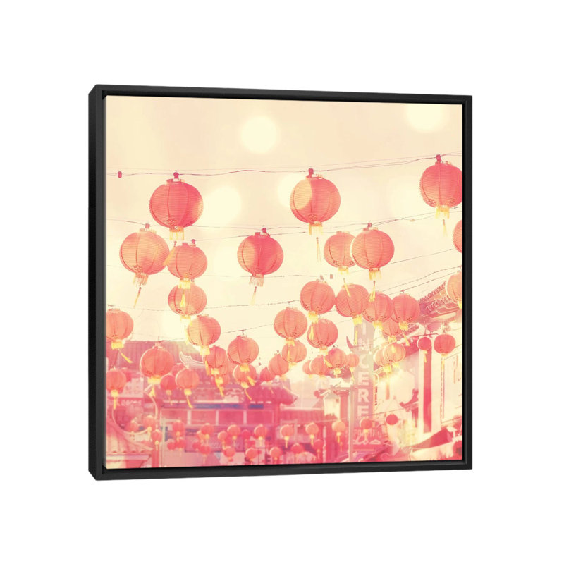 « chinatown », impression sur toile, H 18 po x l 18 po x P 1,5 po, Toile encadrée noire, Pas de tapis