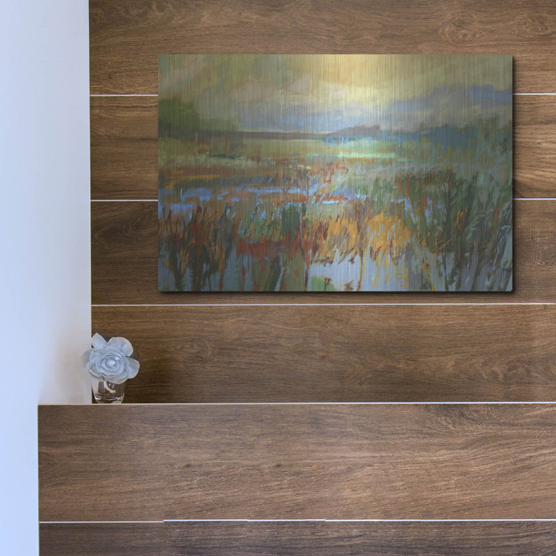 «Marsh in May» par Jane Schmidt, art mural en métal, H 12 po x l 16 po