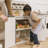 ECR4Kids Play Kitchen Cupboard, Stove, Sink, and Refrigerator, Wooden Playset, 4-Piece-125291358