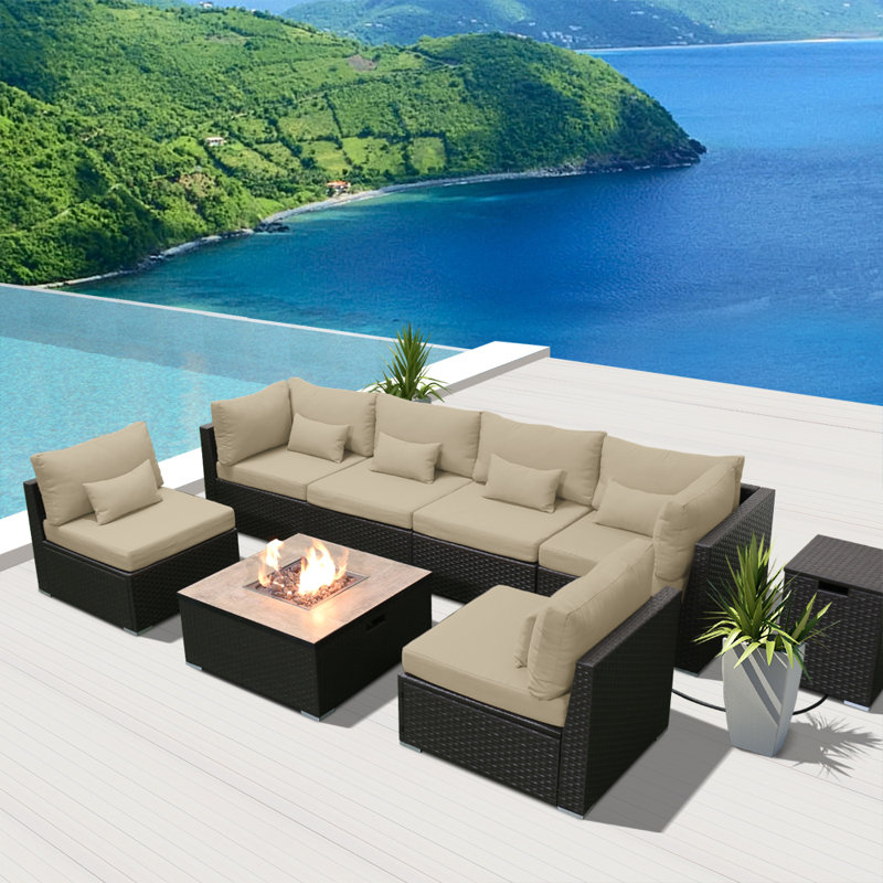 Ensemble de conversation avec coussins pour 6 personnes, Beige
