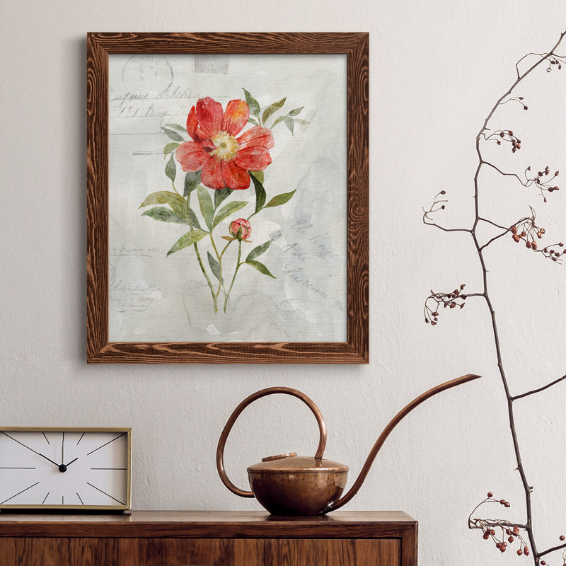 Lin pivoine - peinture sur toile encadrée, Érable, H 44 po x l 31 po x P 1 po