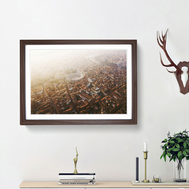 Arena Di Verona In Italy - Single Picture Frame Painting, 33cm H x 45cm W x 2cm D, Walnut Framed