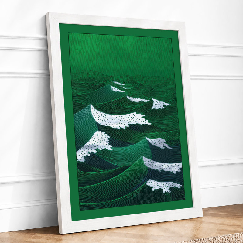 Whales in Motion Coastal 1 Piece Single Picture Frame Wall Art, A1 - 84.1 x 59.4 cm, White