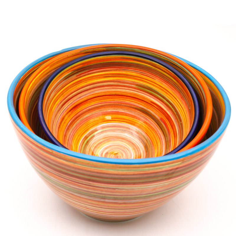 Ensemble de 3 bols empilables Raia, Orange/bleu