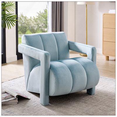 Velmor Contemporary Velvet Accent Armchair, Blue