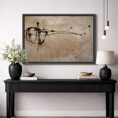 Minimalist Black Line Abstract Artwork, Living Room Pictures, Framed Canvas Giclee Print Wall Art