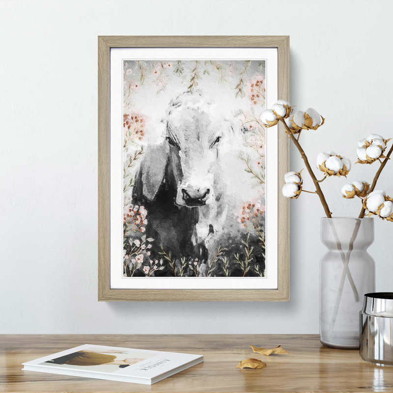Jersey Cow in the Meadow - Picture Frame Painting Print, Oak Framed, 48cm H x 36cm W x 2cm D