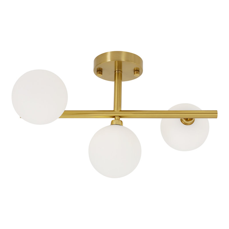 3-Light Glass Semi Flush Mount