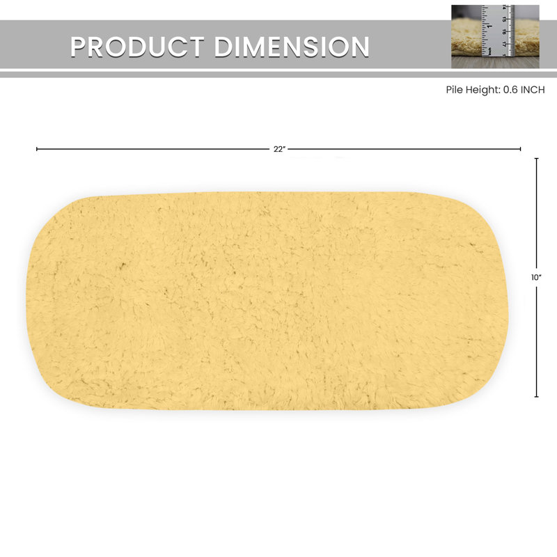 Tapis pour salle de bain Dobrinka, Beurre, 10 po x 22 po (couvercle de réservoir)