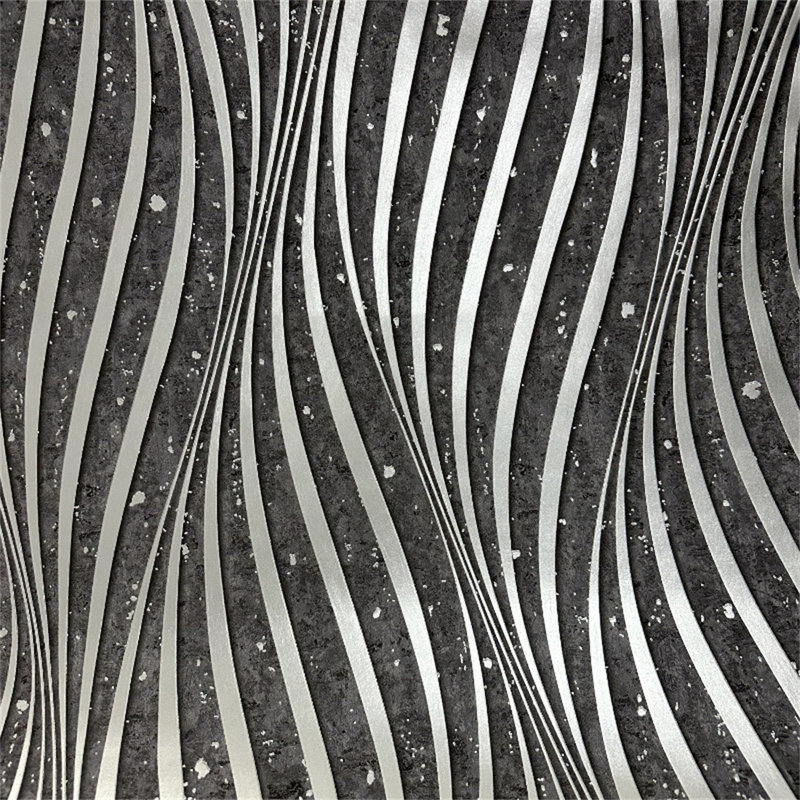 Modern Minimalist Black And Silver Striped Non-Adhesive Wallpaper For Bedroom
