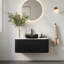 Meuble-lavabo flottant mural 36 po avec lavabo rond en verre noir transparent et tiroir-1345373440