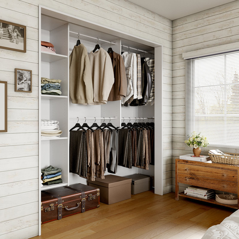 Thaliah 87.87''W Adjustable Shelves&Rods Closet System, White