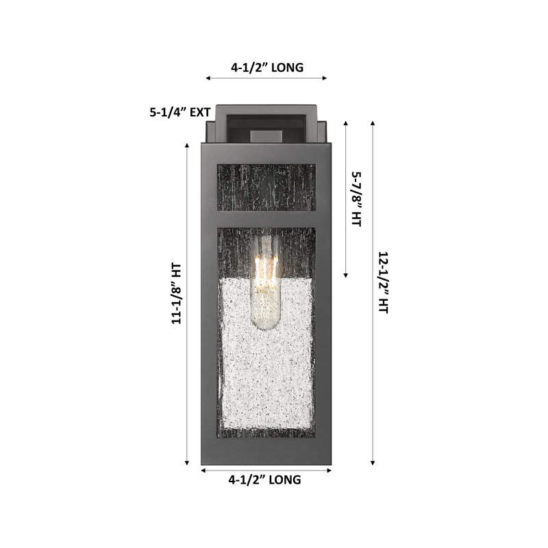 Ridgeway 1-Light 5" Matte Black Coastal Outdoor Sconce With Striped Clear Glass, Striped Clear, Matte Black, 12.5