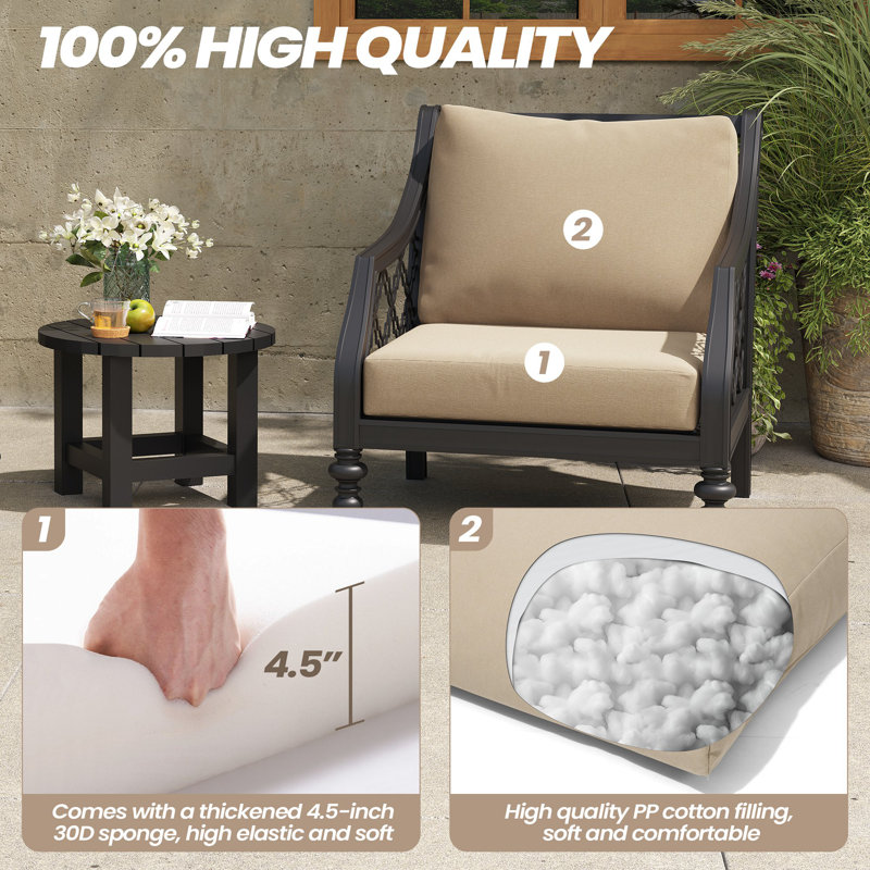 Outdoor Deep Seat Cushion Set, Beige