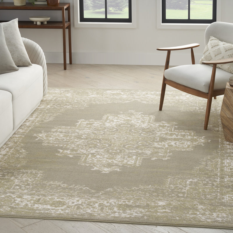 Burnie Oriental Olive Area Rug, Rectangle 5'3" x 7'3"