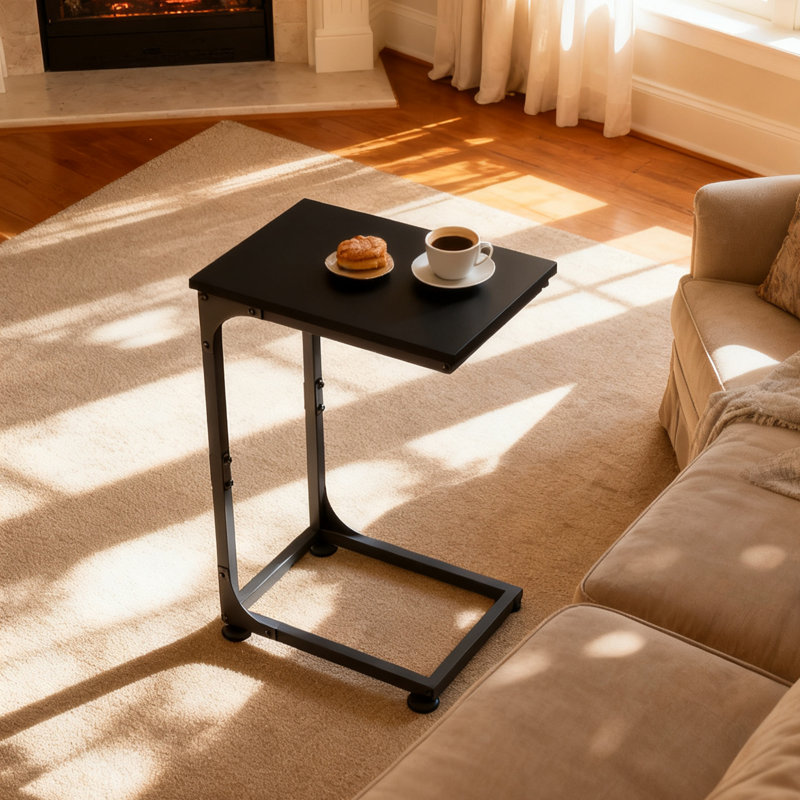 C-Shaped End Table, Black/Black, Individual